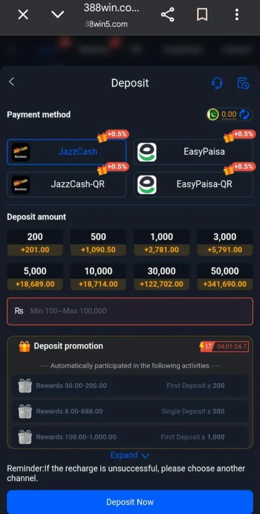 388win deposit