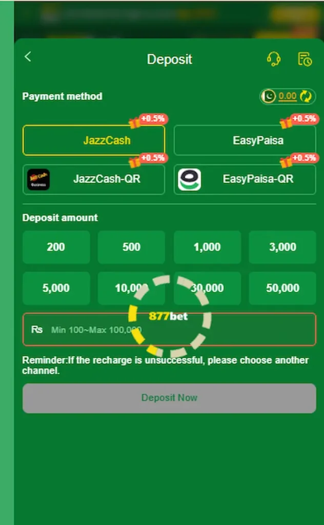 877 bet deposit