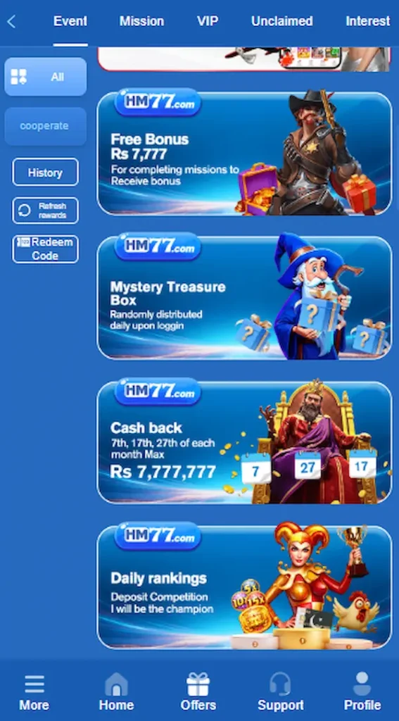 hm77 game promotions