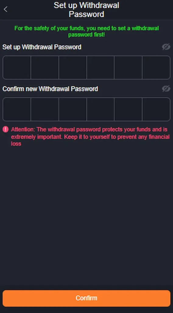 jk667 withdrawal password