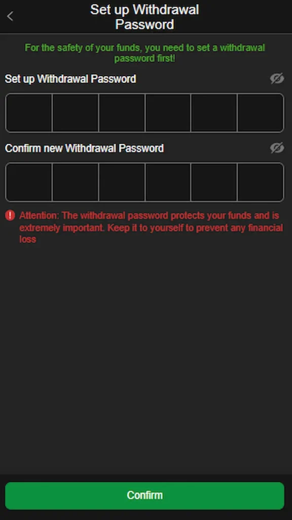 okpkr withdrawal password