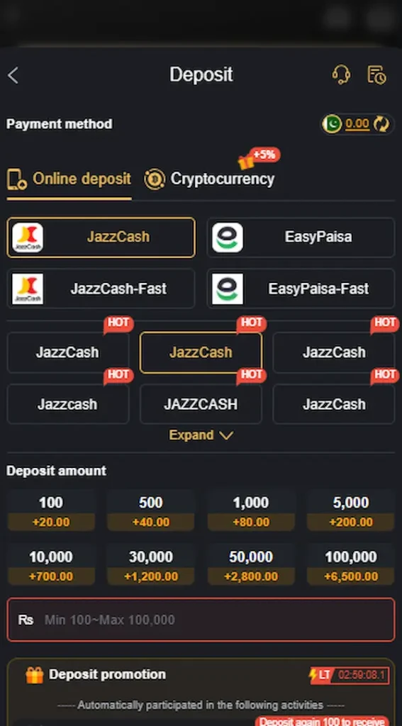 m999 game deposit method