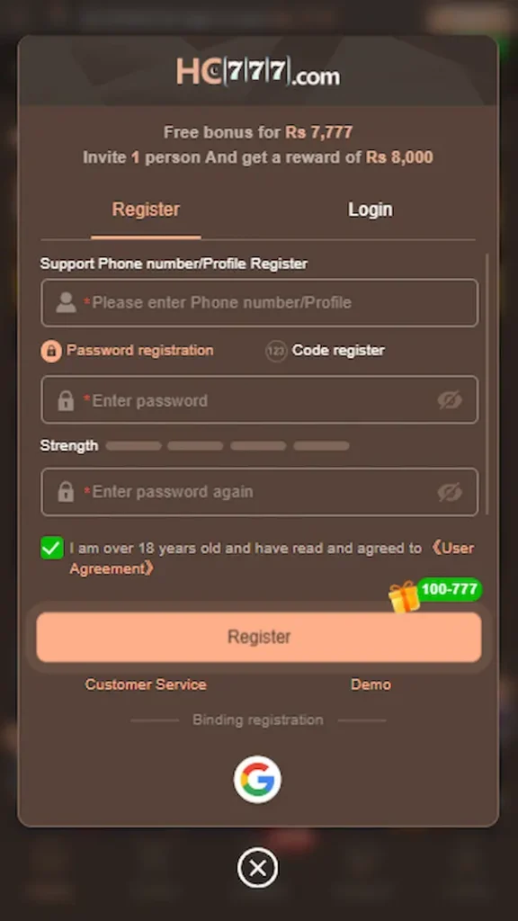 hc777 game registration process