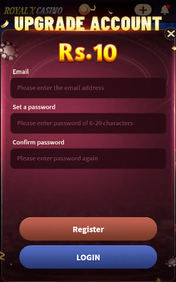 royal x casino registration process